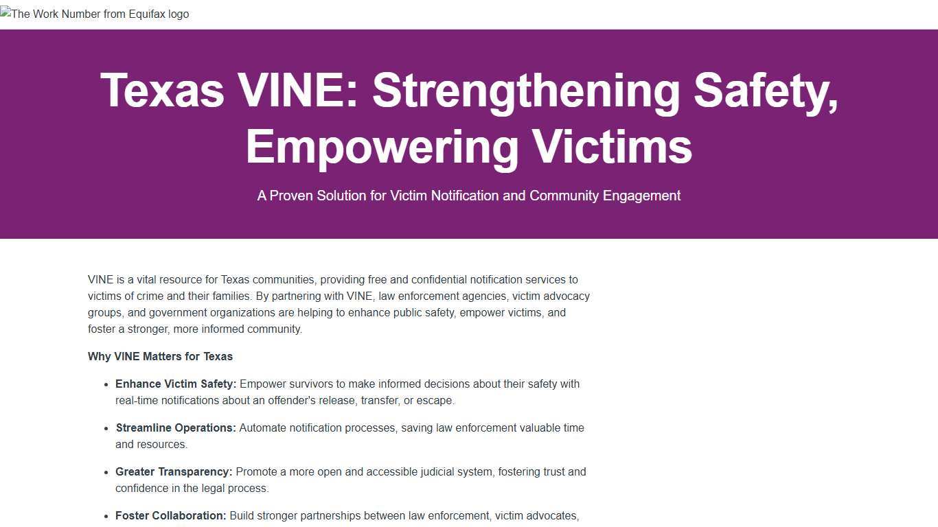 Texas VINE: Strengthening Safety, Empowering Victims