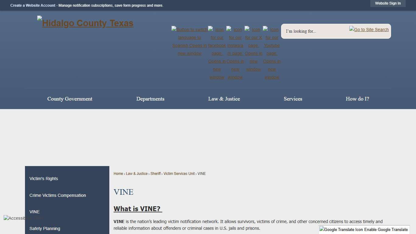 VINE Hidalgo County, TX - Official Website